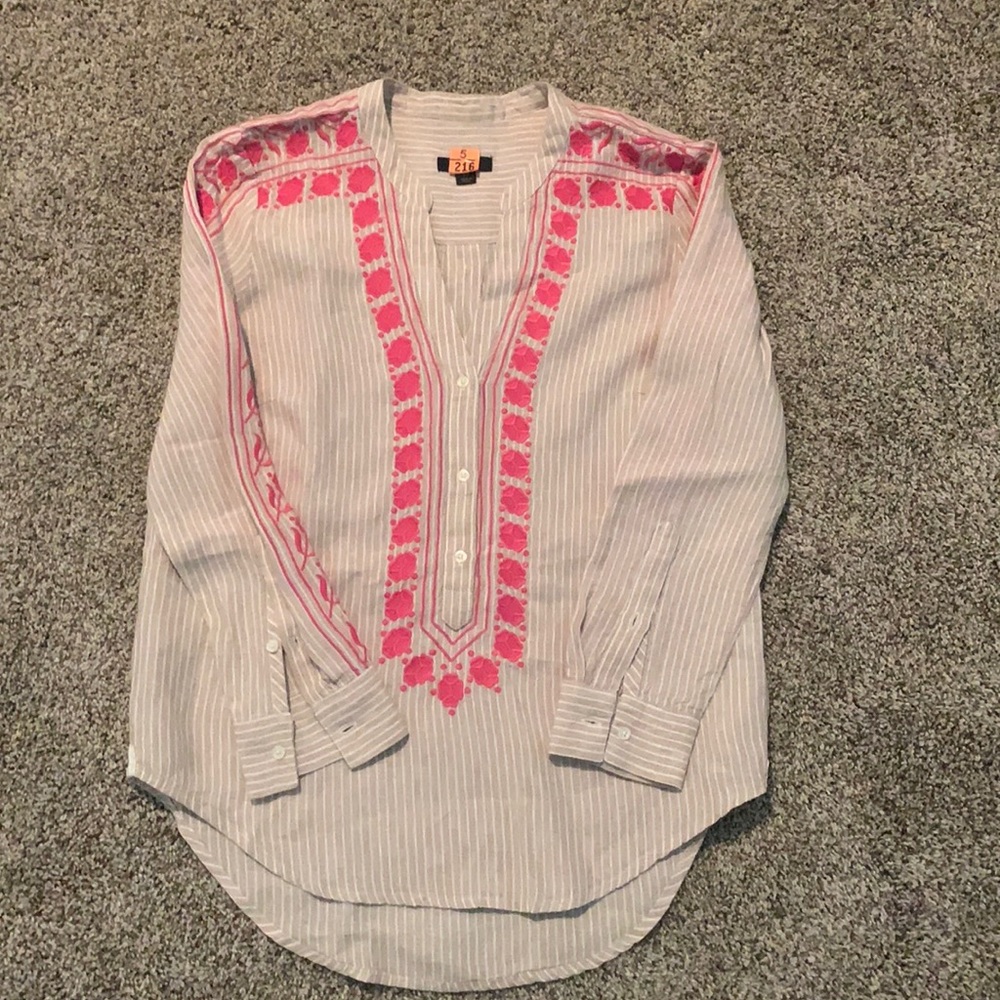 JCrew Embroidered Linen Top